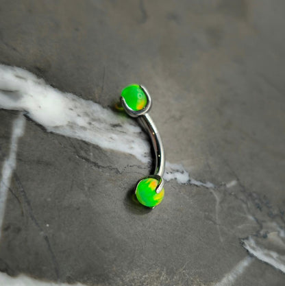 Lime Green Opal Curved Barbell