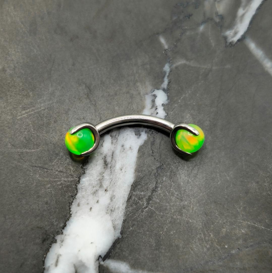 Lime Green Opal Curved Barbell