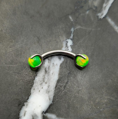 Lime Green Opal Curved Barbell