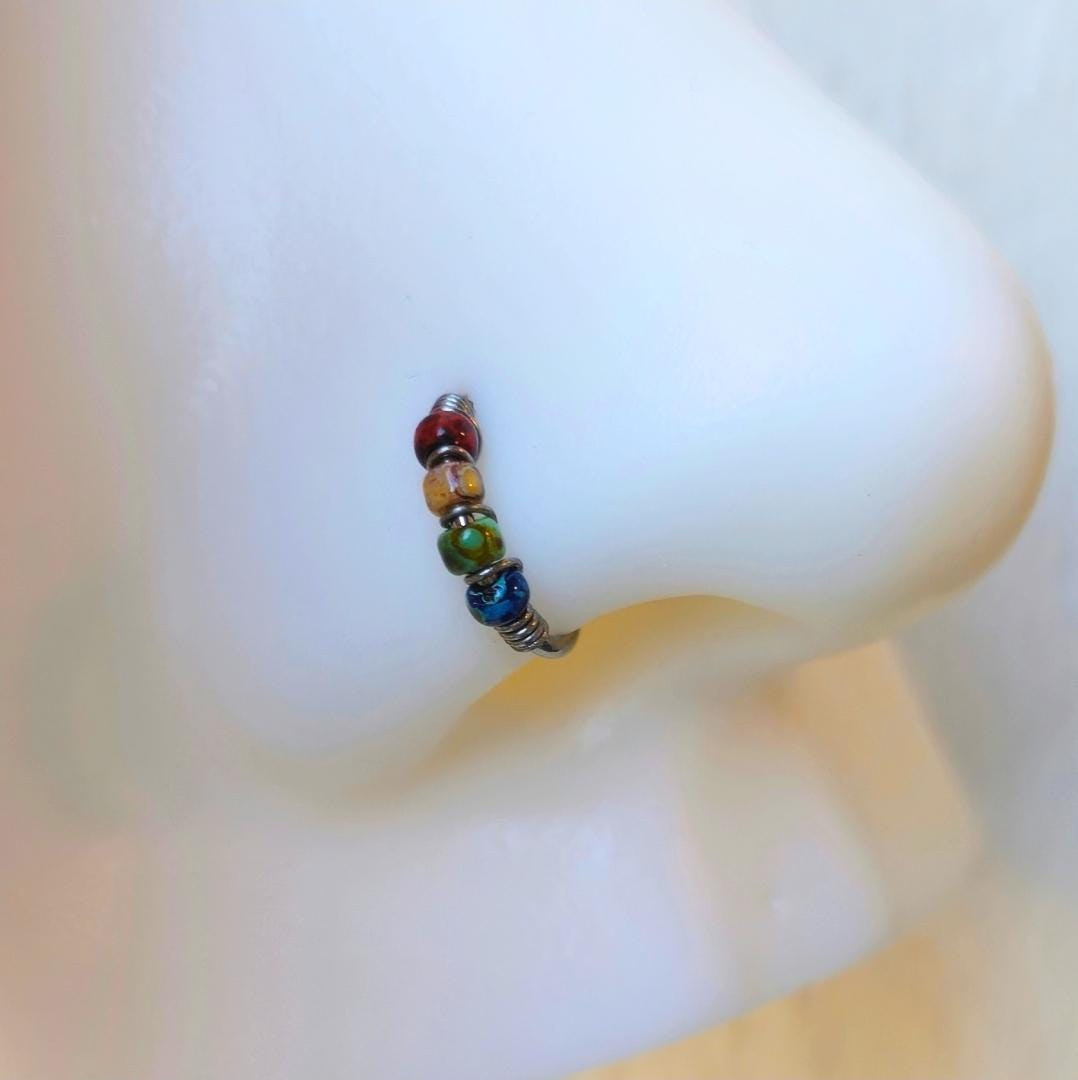 Multicolor "Picasso" Nose Ring or Cartilage Earring