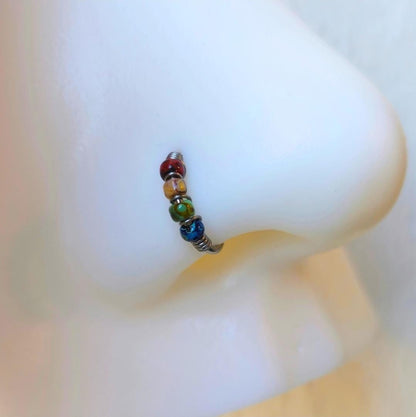Multicolor "Picasso" Nose Ring or Cartilage Earring