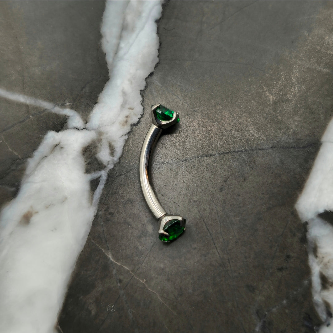 Emerald Green Zirconia Curved Barbell