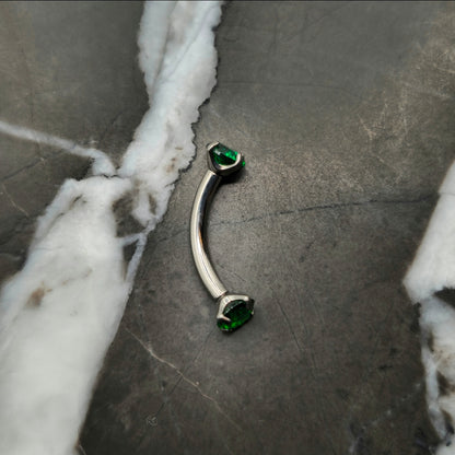 Emerald Green Zirconia Curved Barbell