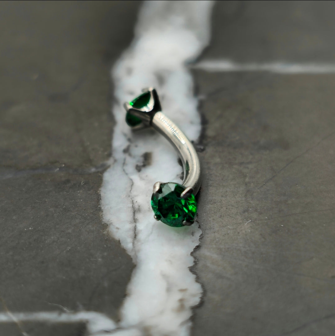 Emerald Green Zirconia Curved Barbell