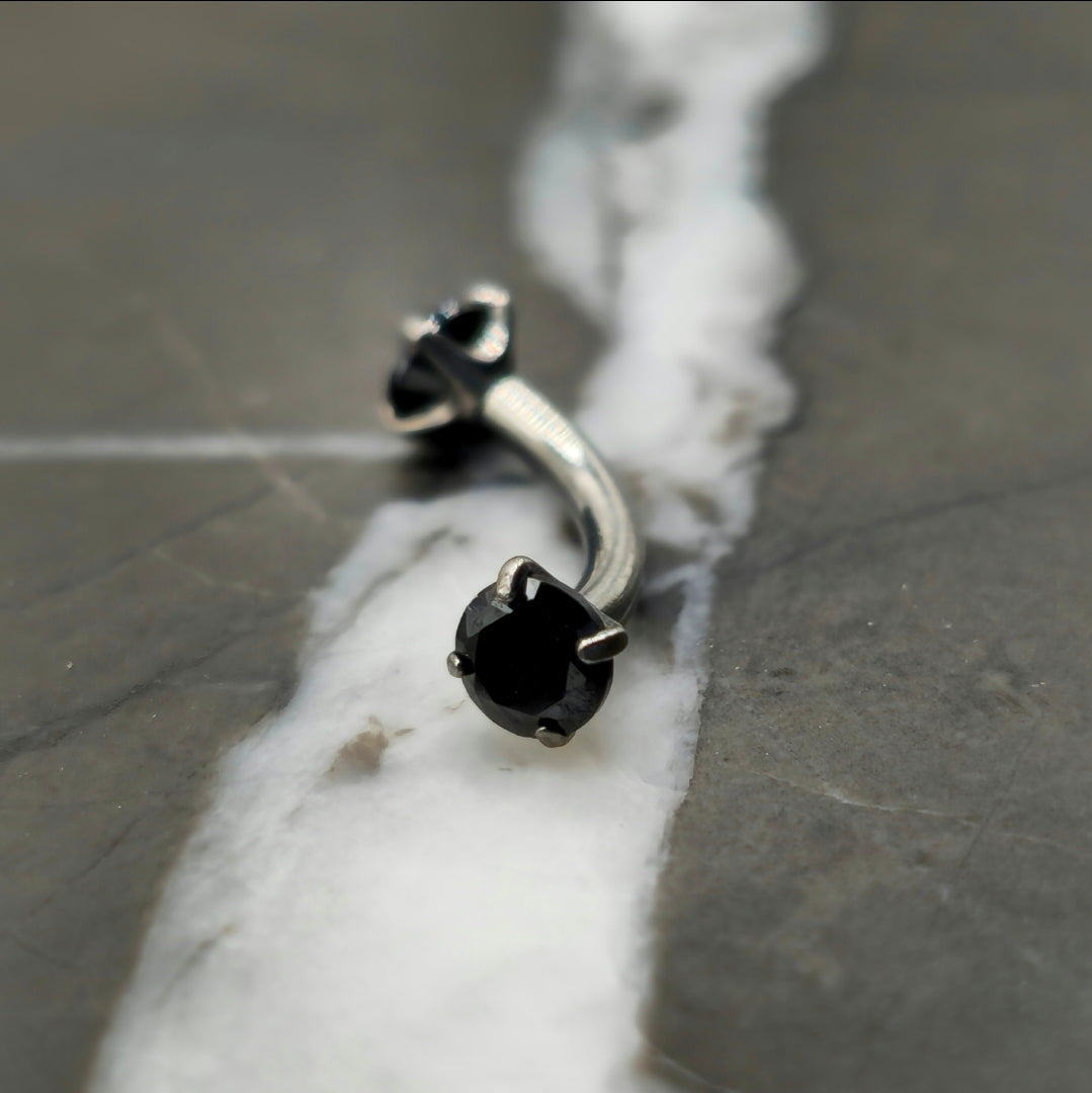 Black Cubic Zirconia Curved Barbell