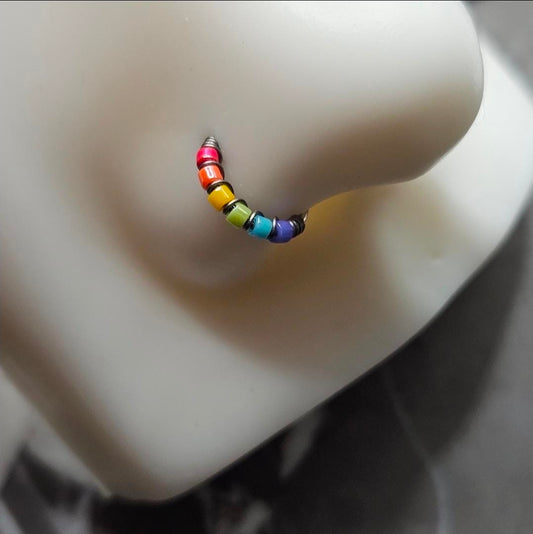 Rainbow Nose Ring or Cartilage Earring