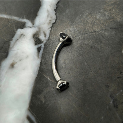 Black Cubic Zirconia Curved Barbell