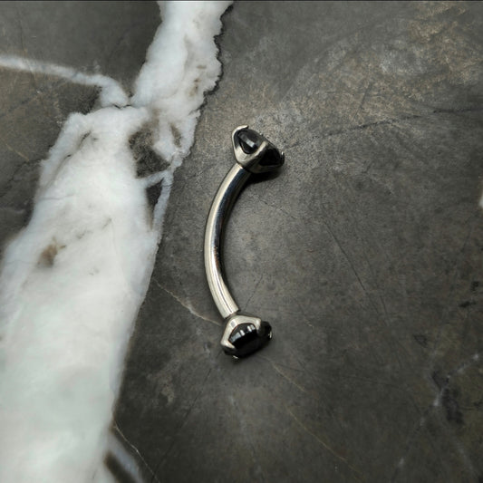 Black Cubic Zirconia Curved Barbell