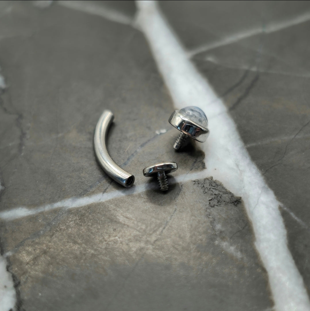 Rainbow Moonstone "Floating" Curved Barbell