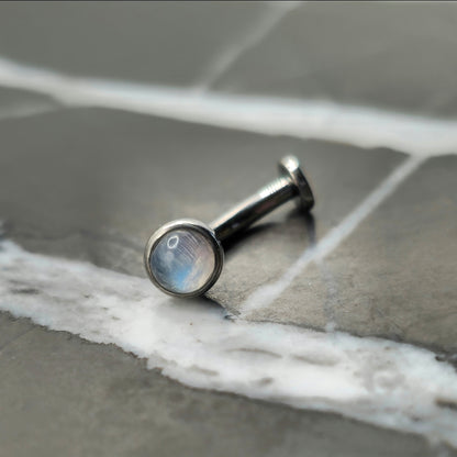 Rainbow Moonstone "Floating" Curved Barbell