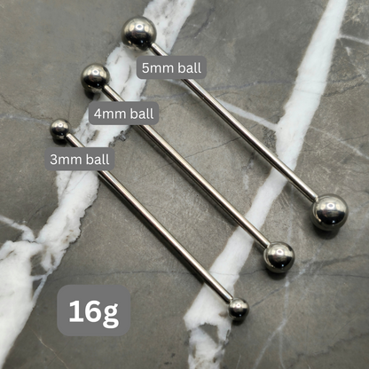 Industrial Scaffold Cartilage Barbell with Flat or Ball Ends