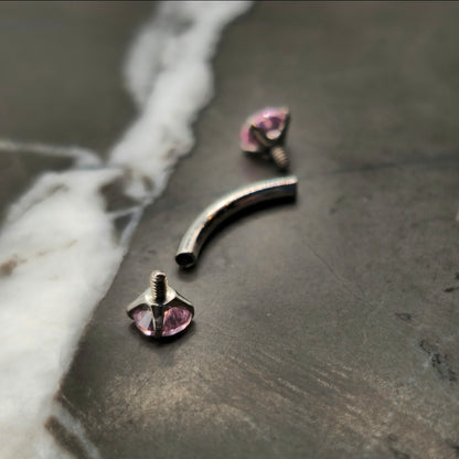 Pink Cubic Zirconia Curved Barbell