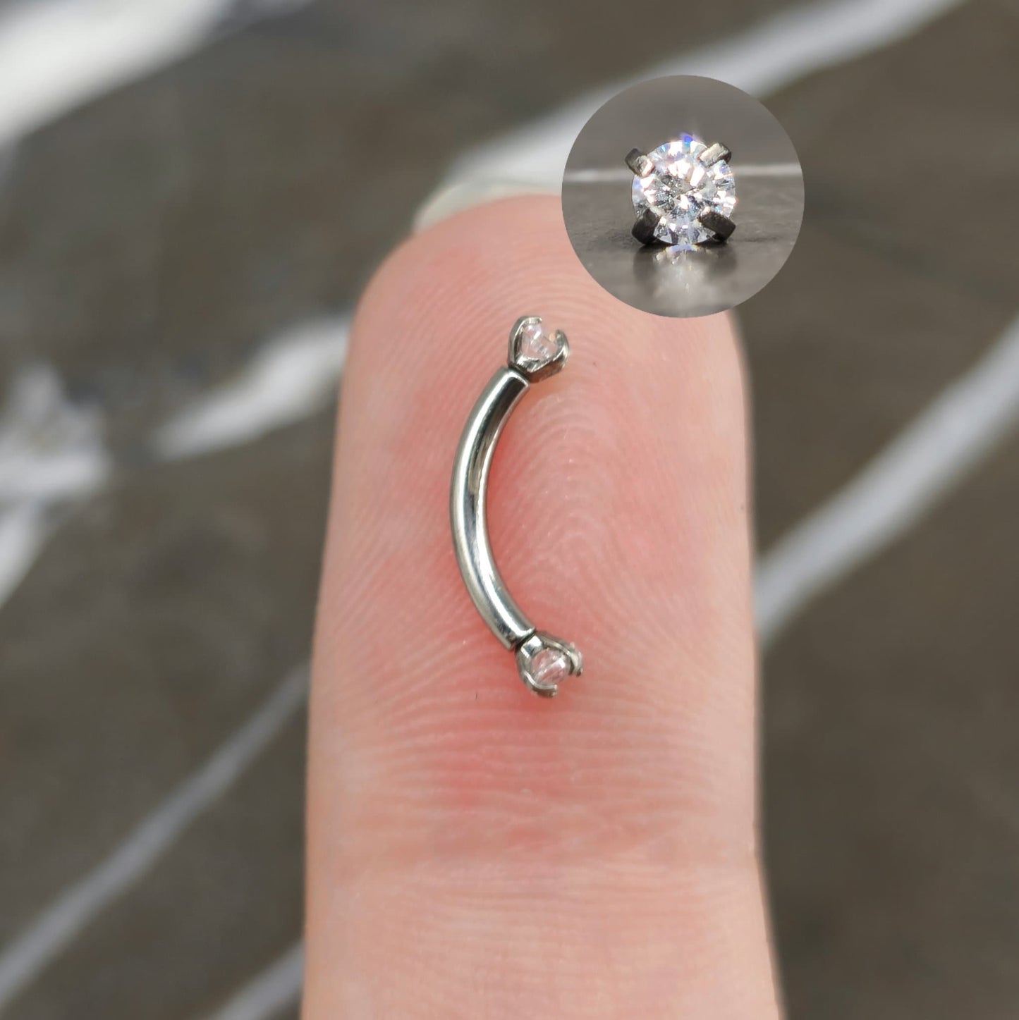 Teeny Tiny 2mm Zirconia Curved Barbell