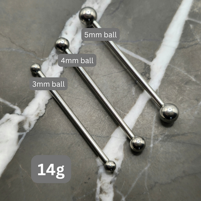 Industrial Scaffold Cartilage Barbell with Flat or Ball Ends