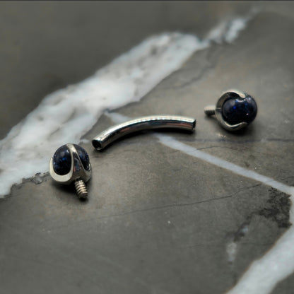 Blue Sandstone Curved Barbell