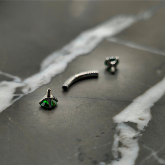 Emerald Green Zirconia Curved Barbell